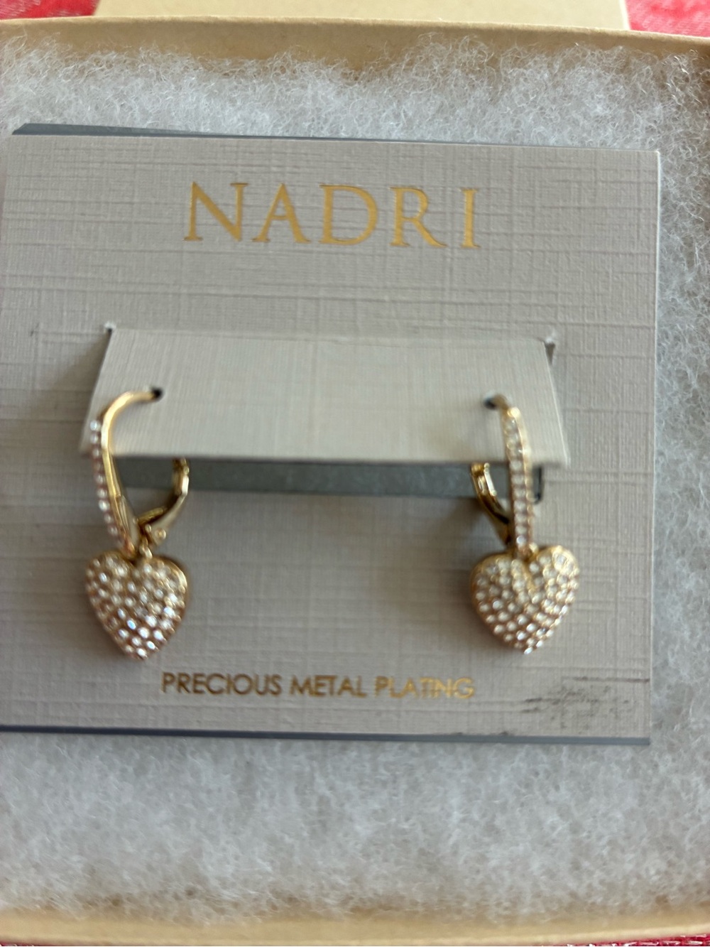 Nadri Gold Heart Pavé Huggie Earrings with Crystal Hearts
